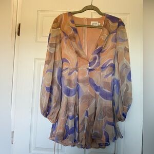 Hello Molly Abstract Purple and Tan Dress